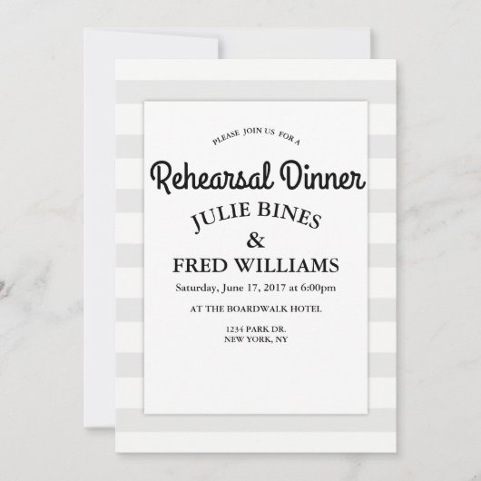 Graue Streifen Proben-Abendesseneinladung Einladung (Vorderseite)