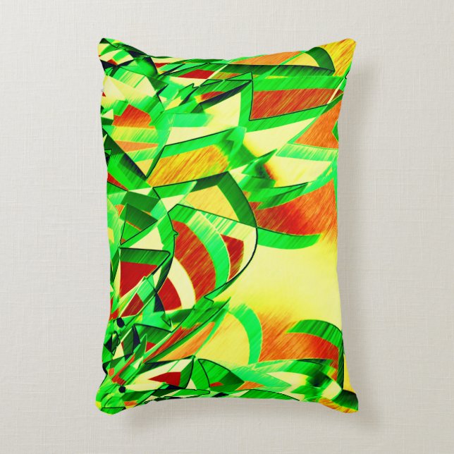 Graue Streifen über rotes Bild mit Drizzle Dekokissen (Vorderseite(Vertikal))