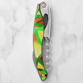 Graue Streifen über rotes Bild mit Drizzle Kellnermesser (Rückseite)