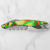 Graue Streifen über rotes Bild mit Drizzle Kellnermesser (Rückseite)