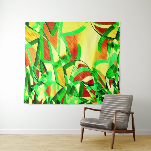 Graue Streifen über rotes Bild mit Drizzle Wandteppich (Beispiel (Horizontal))