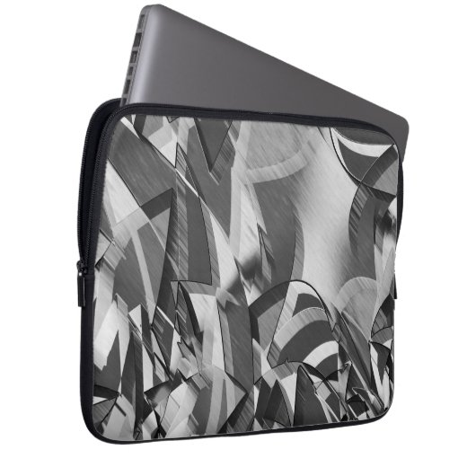 Graue Streifen über schwarzes Bild mit Drizzle Laptopschutzhülle (Vorne Rechts)
