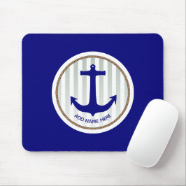 Graue Streifen und blauer Anker Mousepad