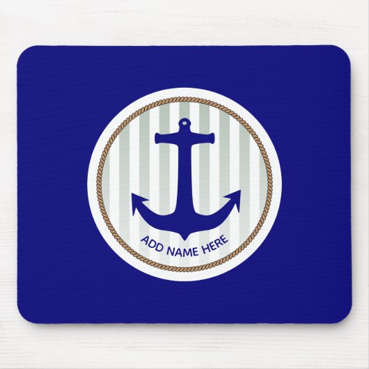 Graue Streifen und blauer Anker Mousepad (Vorne)