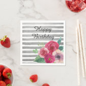 Graue Streifen und rosa Blume Serviette (Beispiel)