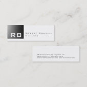 Graue Streifen weiße Monogram Skinny Business Card Mini Visitenkarte (Vorne/Hinten)