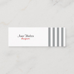 Graue Streifen, weiße Streifen, gestreiftes Muster Mini Visitenkarte