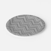Graue Streifen Zackenzag-Muster Pappteller (Schrägansicht)