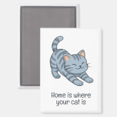 Graue Streifenkatze mit individuellem Text Magnet (Vorderseite/Rückseite)