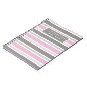 Graue Streifenmuster für Girly Pink Notizblock (Linke Seite)