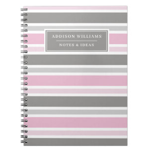 Graue Streifenmuster für Girly Pink Notizblock