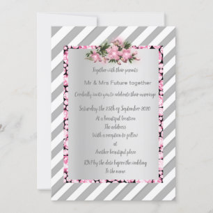 Graue Stripe rosa Blume laden neue Golddiamanten e Einladung