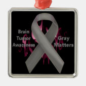 Graue Substanzen - Hirntumor-Bewusstsein Silbernes Ornament (Vorne)