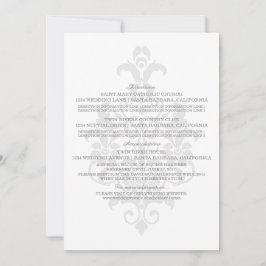 Graue, subtile Damask-Informationskarte Einladung