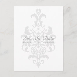Graue subtile Damask Save the Date Postkarte