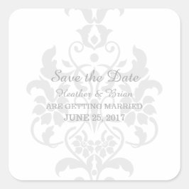 Graue, subtile Damask Save the Date Stickers