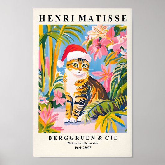 Graue Tabbattacke in Weihnachtsmannmütze, Weihnach Poster (Vorne)