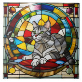 Graue Tabby gestanztes Glas Decorative Tile Fliese (Vorderseite)