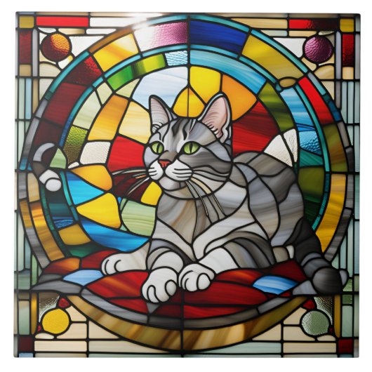 Graue Tabby gestanztes Glas Decorative Tile Fliese (Vorderseite)
