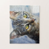 Graue Tabby-Kätzchen-Gesichtskatze Puzzle (Vertikal)