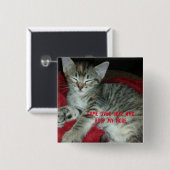 Graue Tabby-Kätzchen stupst meine Nase Button (Vorne & Hinten)