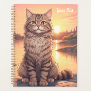 Graue Tabby-Katze am See Planer