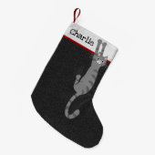 Graue Tabby-Katze | Funny Cat Holiday Kleiner Weihnachtsstrumpf (Vorderansicht (hängend))