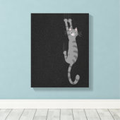 Graue Tabby-Katze | Funny Gray Striped Cat Leinwanddruck (Insitu (Holzboden))