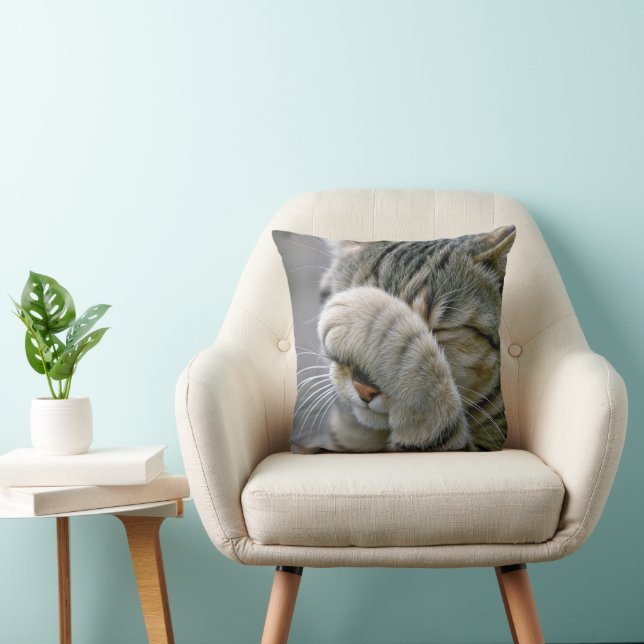 Graue Tabby-Katze Makro Kissen (Stuhl )