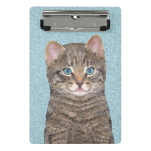 Graue Tabby-Katze Malerei - Süße originelle Katzen Mini Klemmbrett