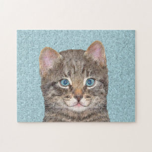 Graue Tabby-Katze Malerei - Süße originelle Katzen Puzzle
