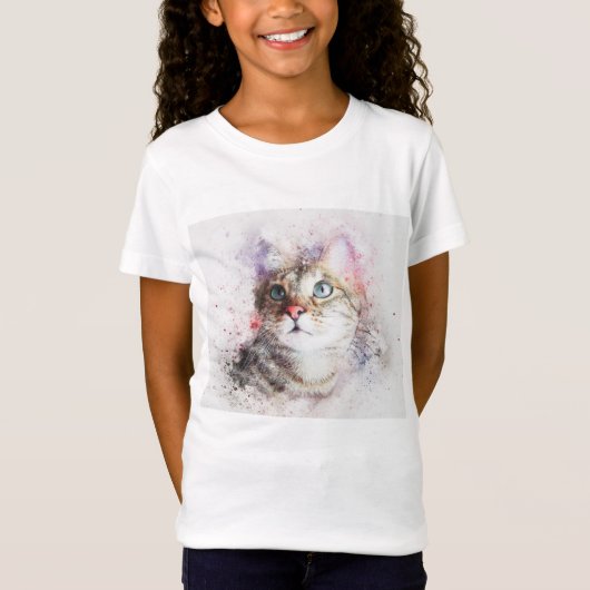 Graue Tabby-Katzen-T - Shirt-Mädchen T-Shirt (Vorderseite)
