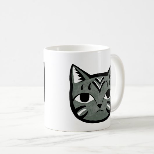 Graue Tabby-Katzen-Tassen-einzigartige Kaffeetasse (VorderseiteRechts)