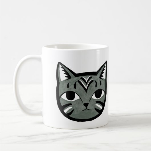 Graue Tabby-Katzen-Tassen-einzigartige Kaffeetasse (Links)