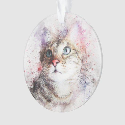 Graue Tabby-Katzen-Verzierung Ornament (Vorderseite)