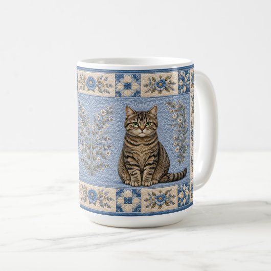 Graue Tabby-Katzendecke Kaffeetasse (VorderseiteRechts)