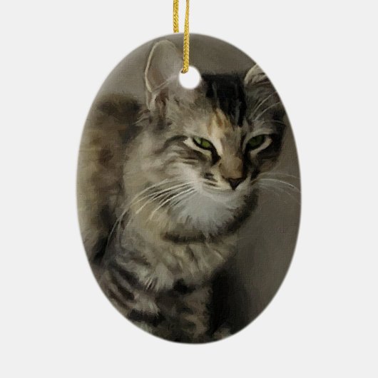 Graue Tabby-Malerei Keramikornament (Hinten)