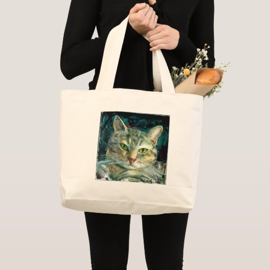 Graue Tabby-Tasche Jumbo Stoffbeutel (Vorderseite (Produkt))