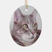 Graue Tabbykatzenverzierung Keramikornament (Rechts)