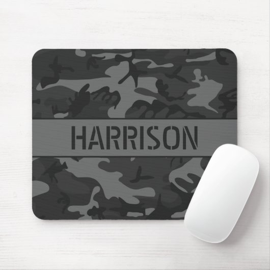 Graue Tarnung Monogramm Mousepad (Mit Mouse)
