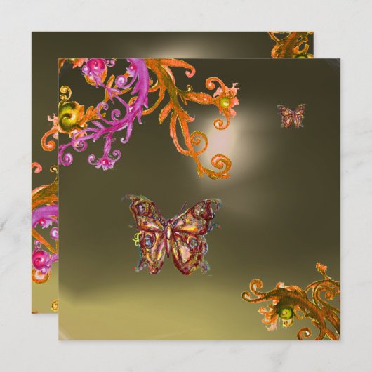 Graue TASCHE, hellrosa, braun Einladung (Vorne/Hinten)