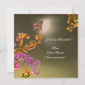 Graue TASCHE, hellrosa, braun Einladung (Rückseite)