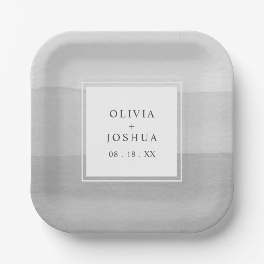 Graue Teller für Hochzeitspapier (Vorderseite)