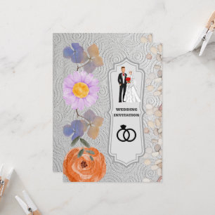 Graue Textur Floral Islamische Hochzeit Einladung