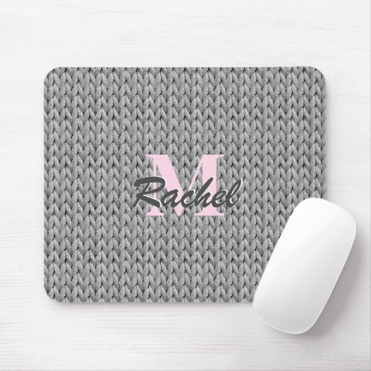Graue Textur-Maus-Pad mit Monogramm Mousepad (Mit Mouse)