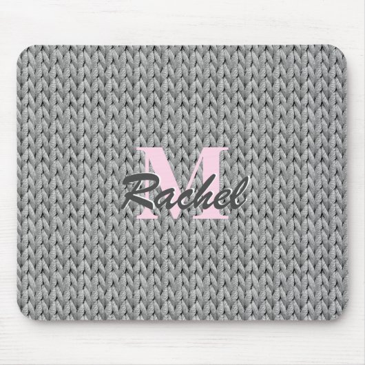 Graue Textur-Maus-Pad mit Monogramm Mousepad (Vorne)