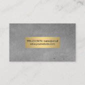 Graue Textur und metallische Goldrahmen Visitenkarte (Rückseite)