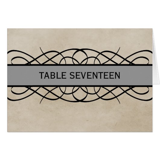 Graue Tischnummer-Karte Geblüht (Vorderseite (Horizontal))
