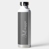 Graue Töne Moderne Streifen mit Namen Trinkflasche (links)