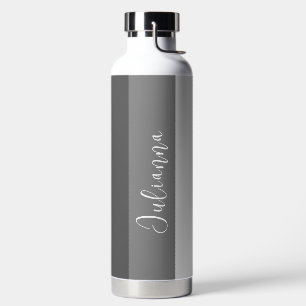 Graue Töne Moderne Streifen mit Namen Trinkflasche